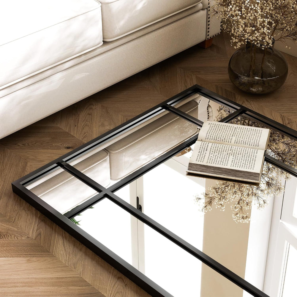 HARRITPURE Windowpane Full Length Mirror, 71"x30" Floor Mirror, Black