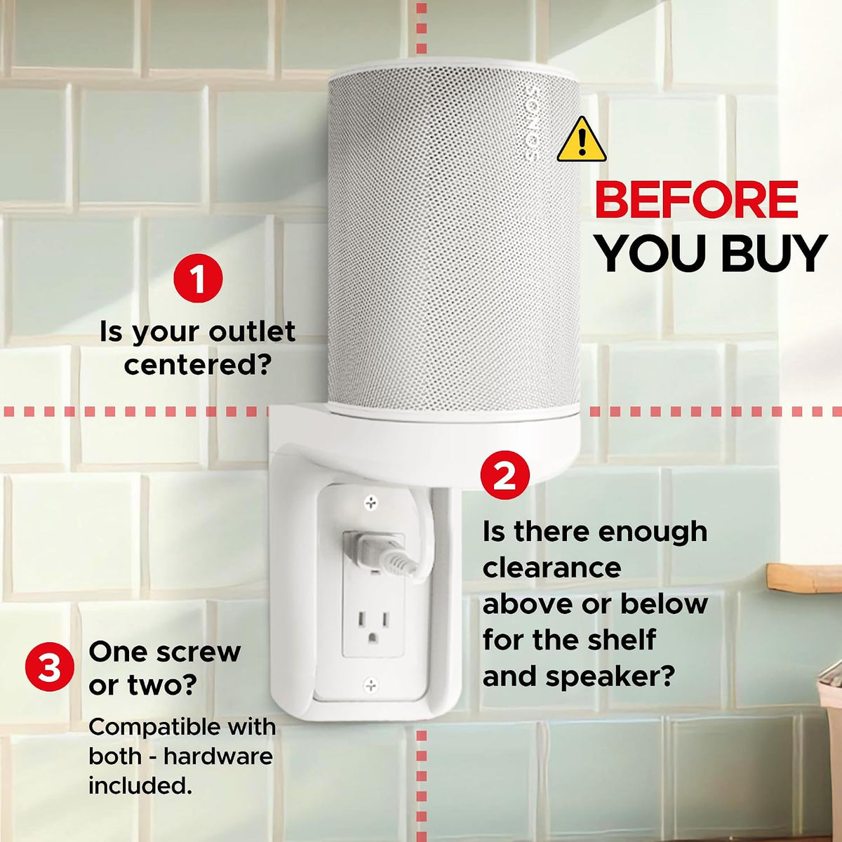sound bass era100 shelf wall outlet ac, white, close-up detail