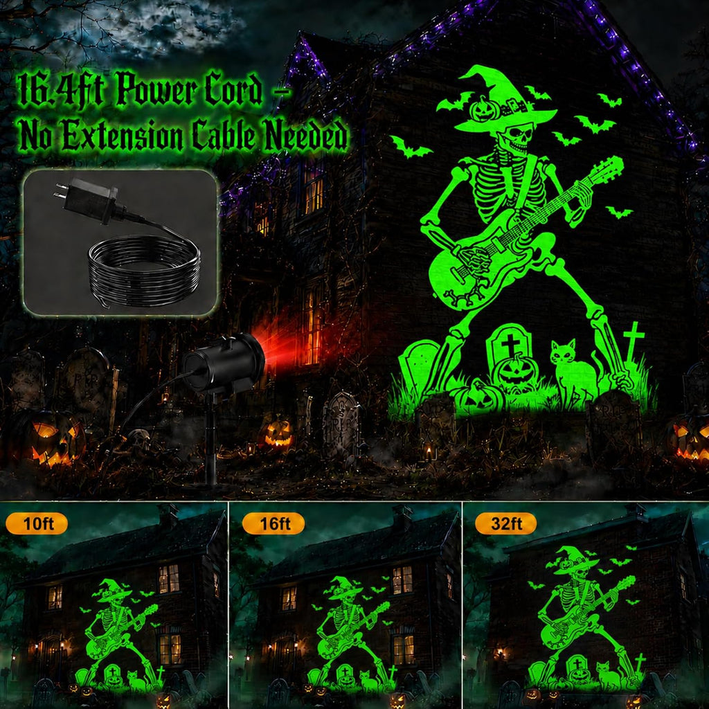 12 in 1 Halloween Projector Outdoor - 3D Dynamic Halloween Decorations,Clearer Skull/Spider/Pumpkin/Witch Cauldron HD Patterns,Holiday Lights for Window Garage Door Cover