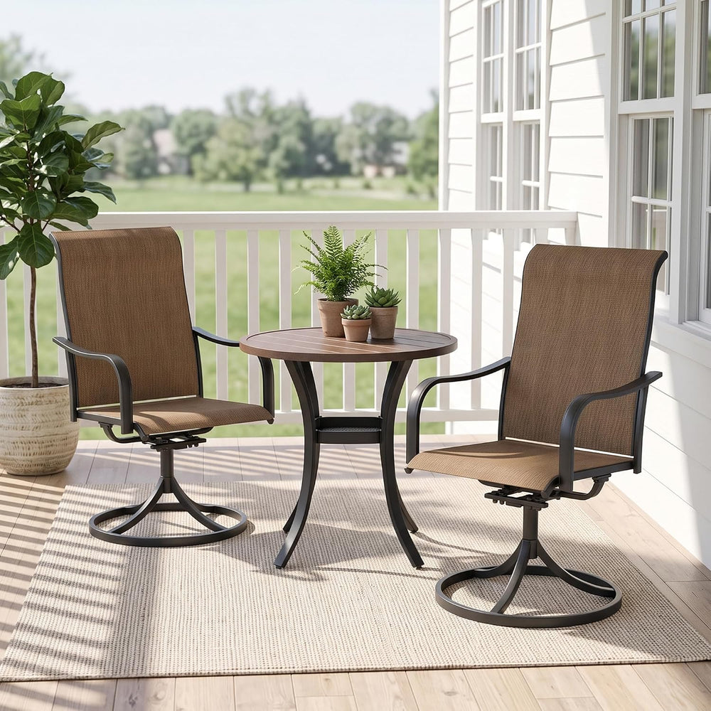 Small Outdoor Dining Table, 27.5" Patio Round Coffee Table, Brown