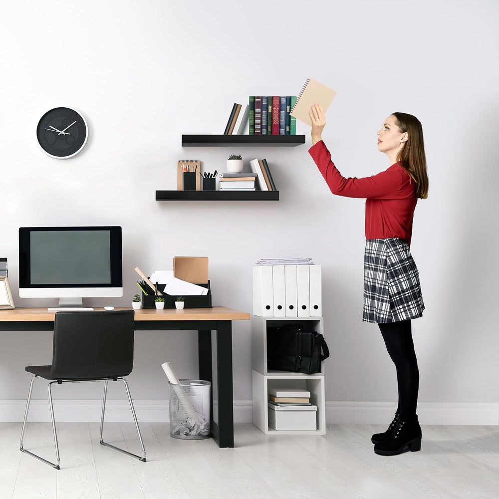 Sorbus 16 Inch Floating Shelves for Wall (2 Pack, Black)