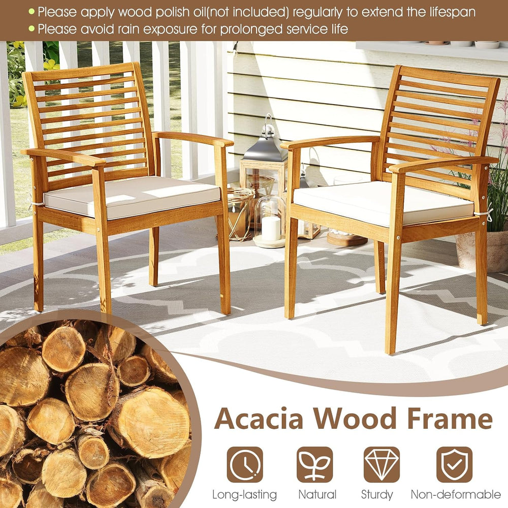 Tangkula 7 Piece Patio Acacia Wood Dining Set for 6, Patio Rectangle Table wi...