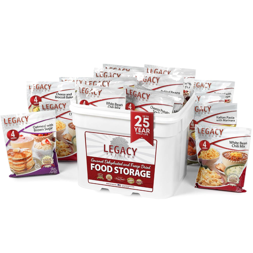 Legacy Food Storage 120 Serving Emergency Food Supply Bucket, 16 Entrees, 48,...