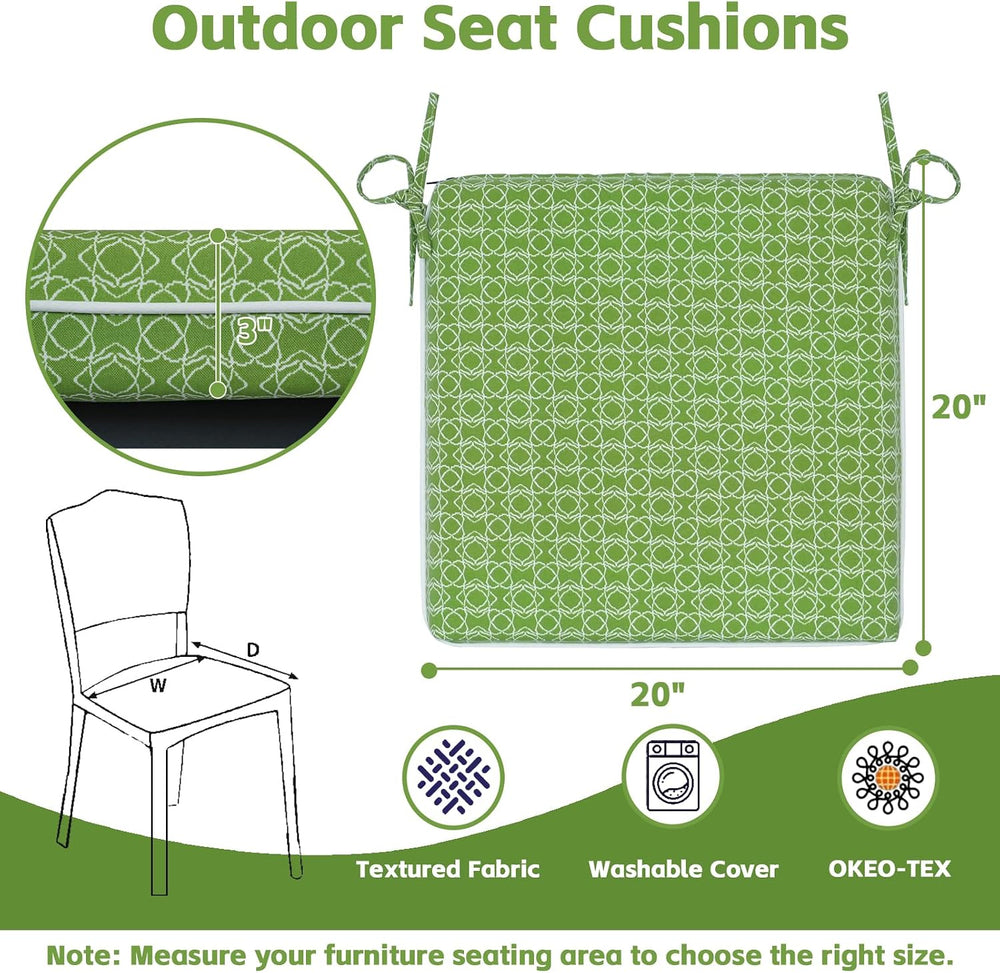 COZYVIDA Outdoor Chair Cushions Set of 4, 20"x20" Square Seat Pads ...