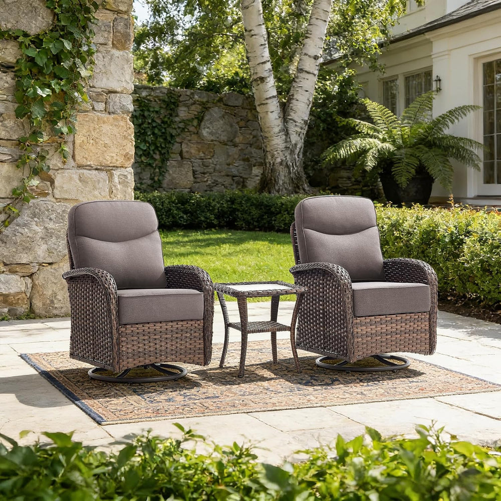 Luxury Outdoor Swivel Rocker Patio Chairs with 6-Inch Thick Cushions, High Ba...