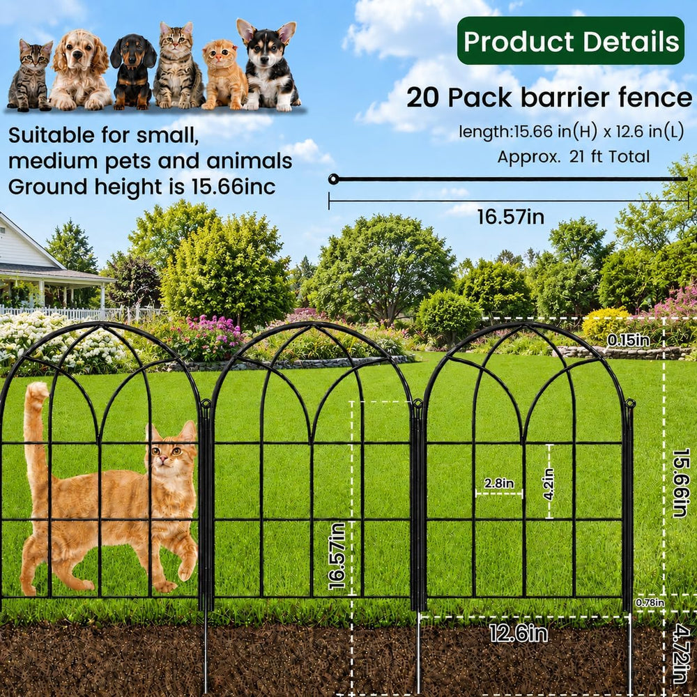 Decorative Garden Fence, 21 ft Rustproof No Dig Flower Bed Border 20 Pack