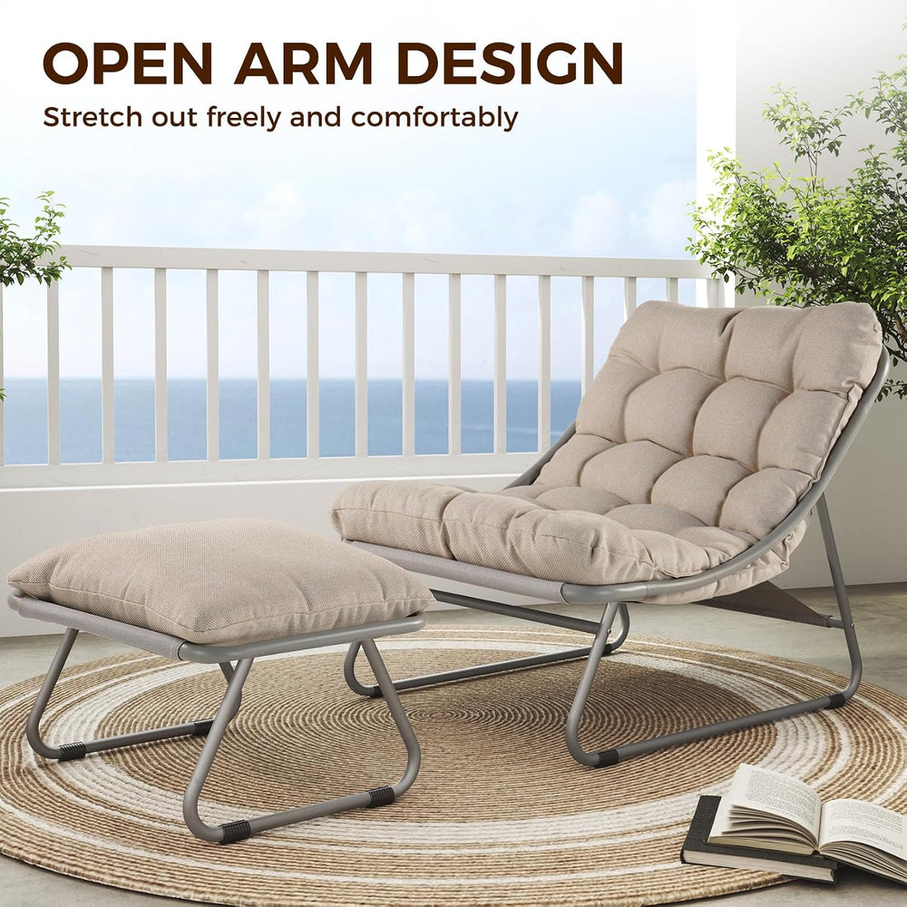 Grand patio Outdoor Lounge Chair with Footrest & Cushion, Champagne Gray