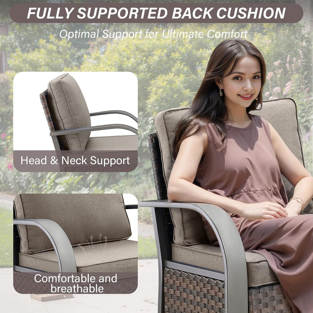 Belord Outdoor Swivel Rocker Patio Chairs Set of 2, 3 Piece Wicker Patio Bist...