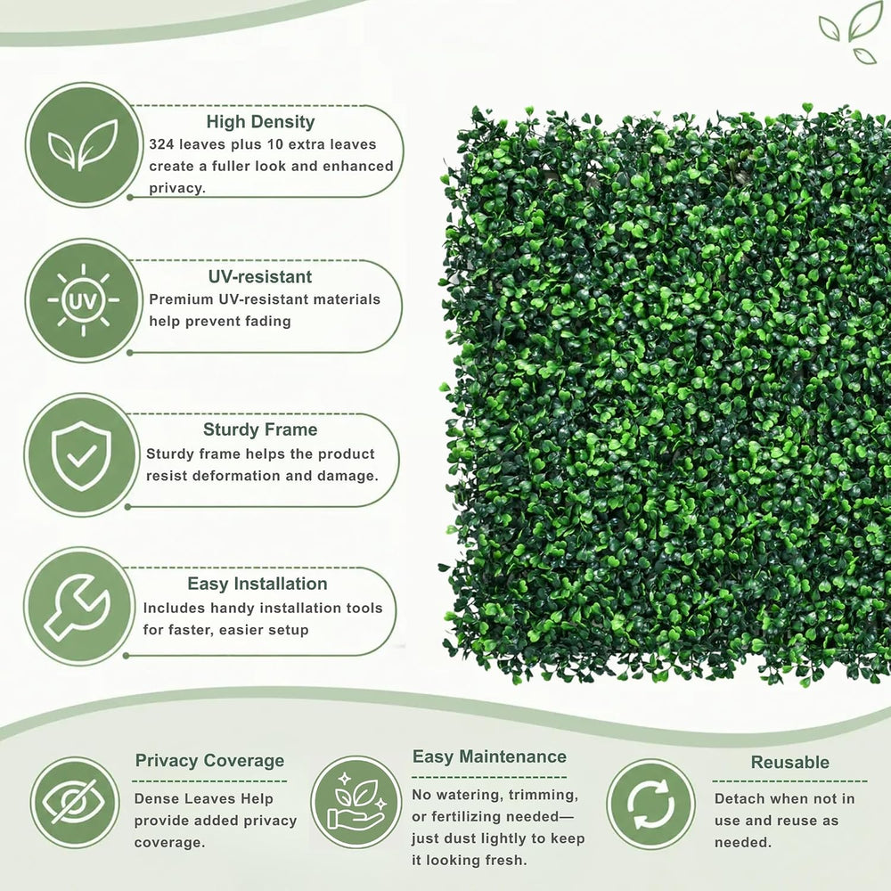 Grass Wall Panels 12 Pack 20"x20" High Density & Highly Realistic
