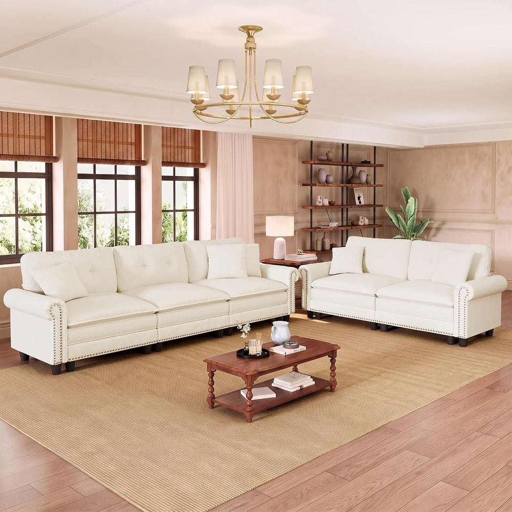 PHI VILLA Modular Sectional Sofa & Cloud Loveseat Set Living Room 2-Piece