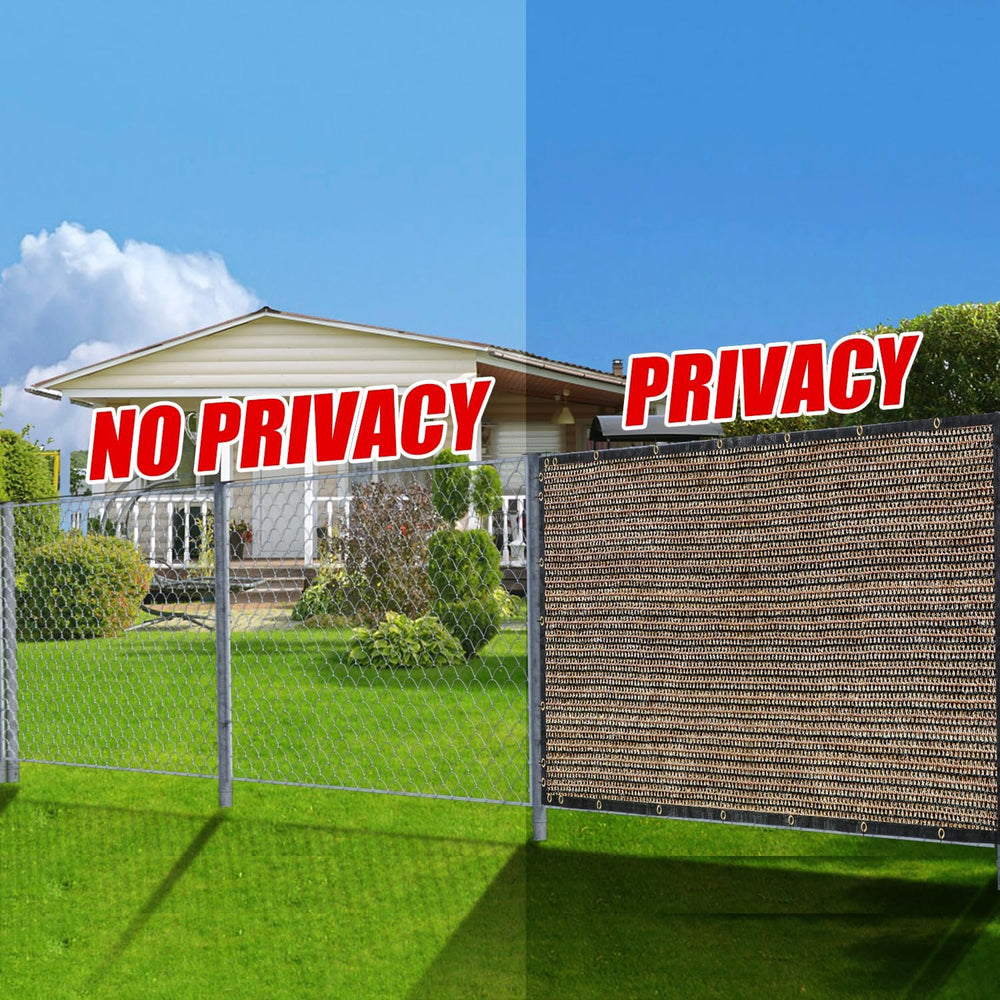 Brown 6FT X 50FT Outdoor Privacy Screen Fence & Mesh Shade Net Cover, Ide...
