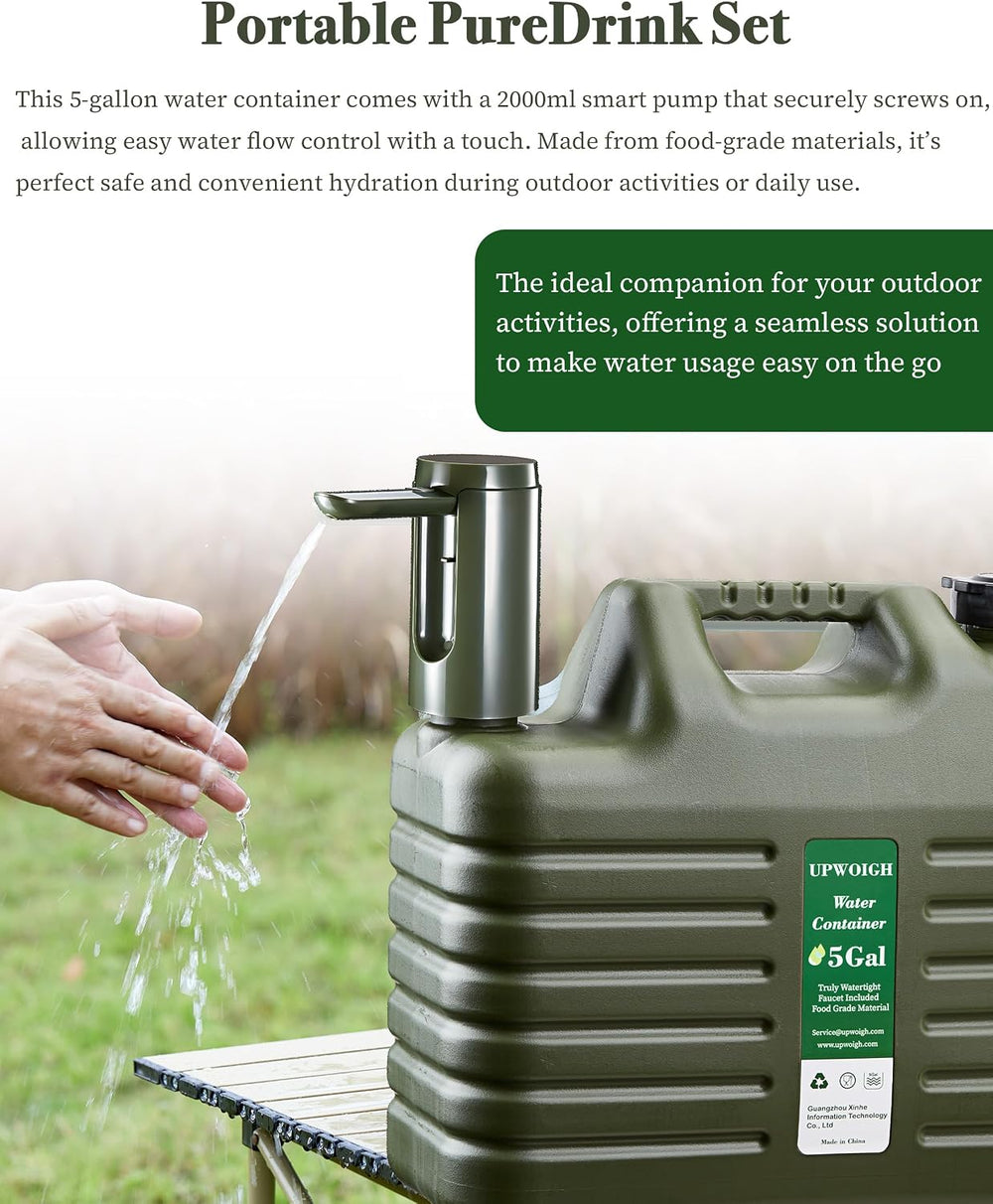 UPWOIGH 5 Gallon Water Jug with Rechargeable Touch Pump