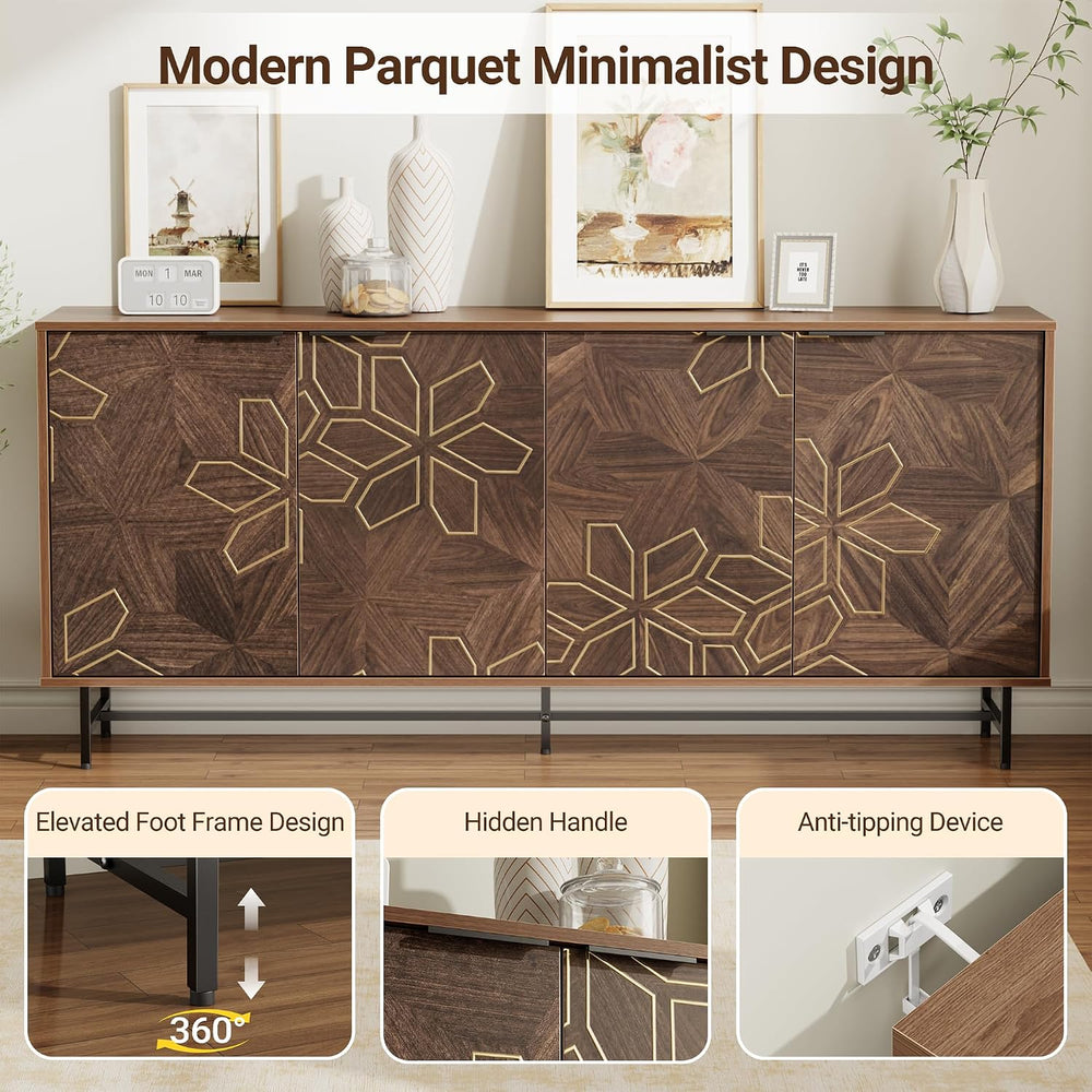 Mericonia Sideboard Buffet Cabinet Storage, Modern Console Fluted Credenza