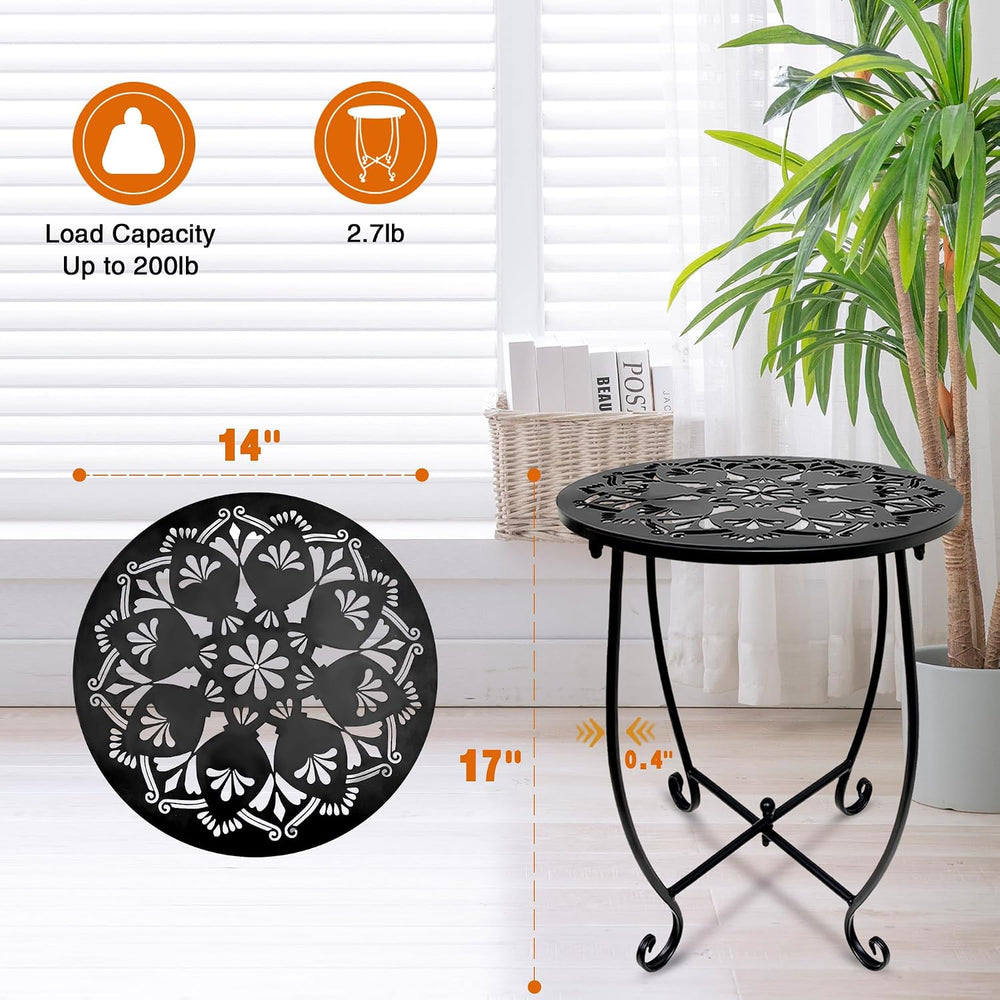 Fashion&cool 2 Pack Outdoor Side Tables, 14" Round Patio Side Table,...