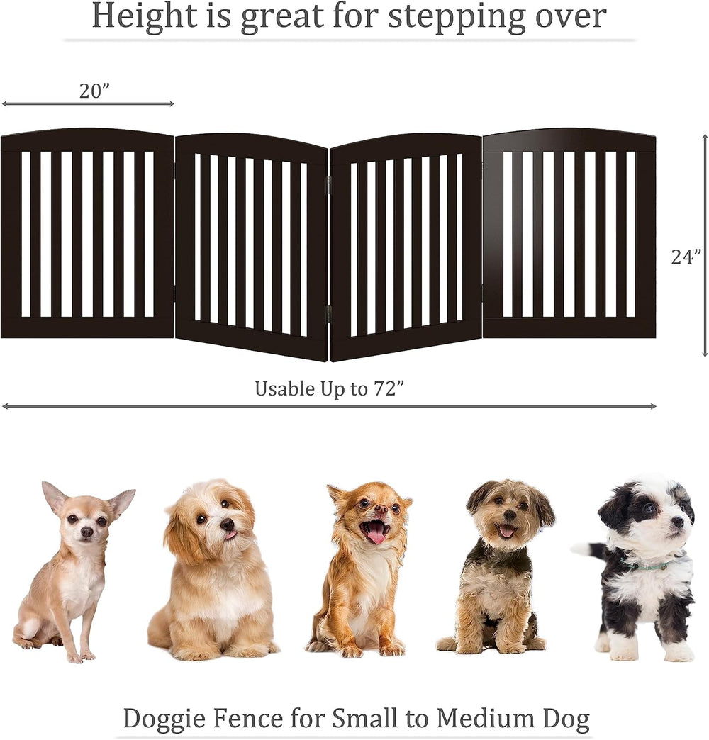 PAWLAND Wooden Freestanding Foldable Pet Gate for Dogs, 24 Inch H, 4 Panels