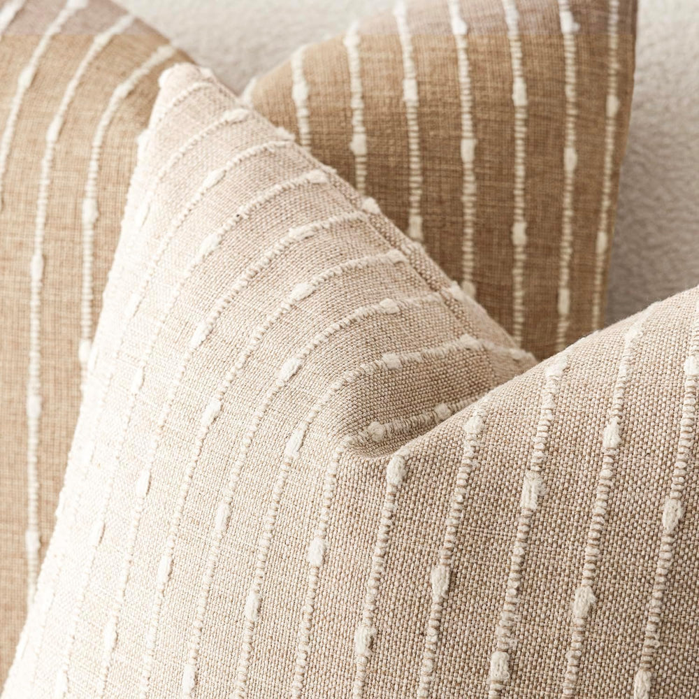 Foindtower Decorative Striped Boucle Throw Pillow Cover 22x22 Natural Beige