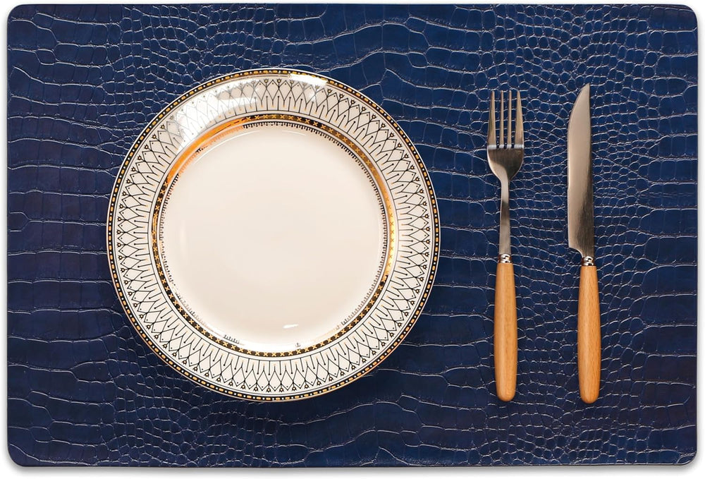 Set of 6 Faux Leather Placemats, PU Table Mats, Waterproof, Stain Resistant, ...