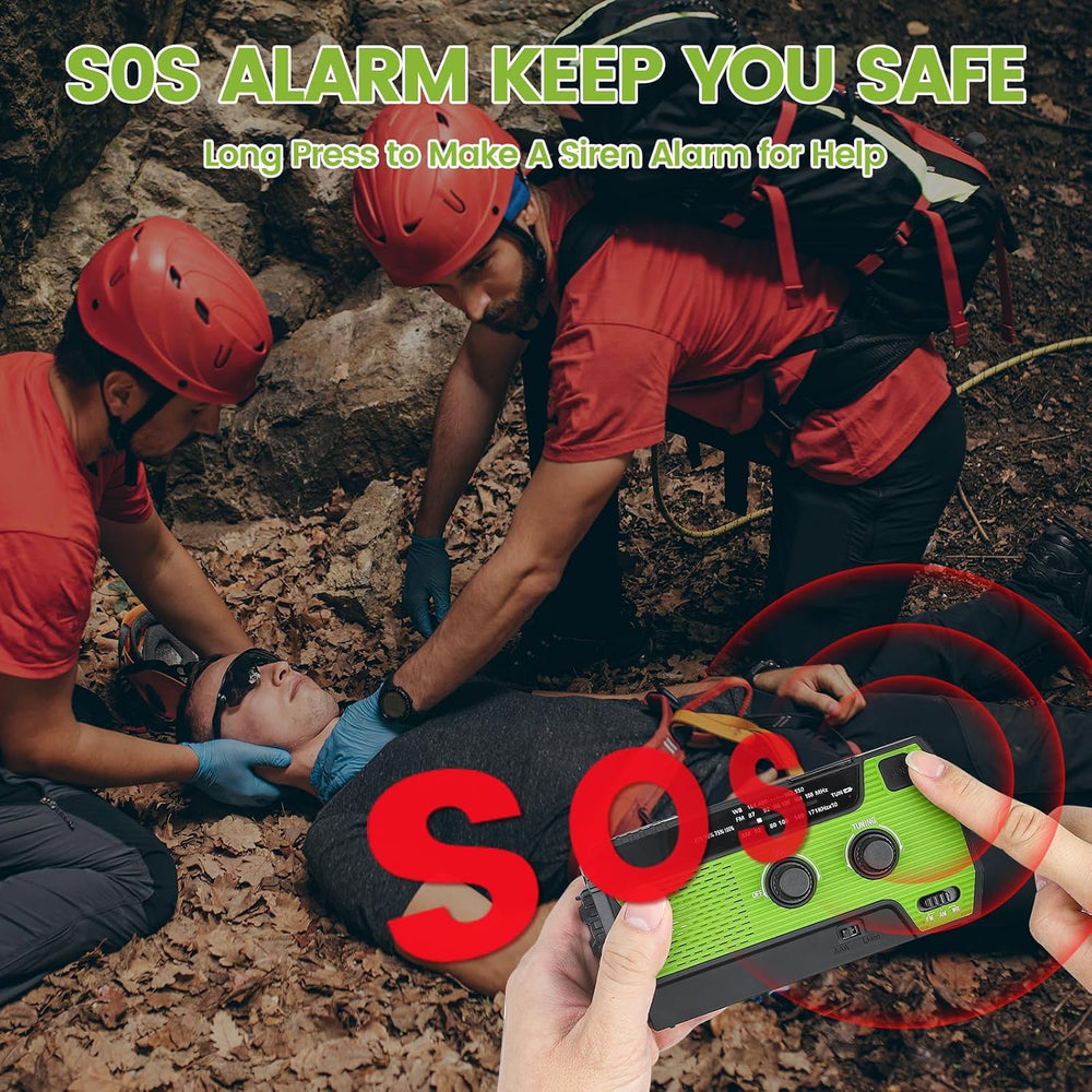 4000mAh/14800mWh Emergency Radio, Solar Hand Crank Emergency Radio - NOAA Wea...