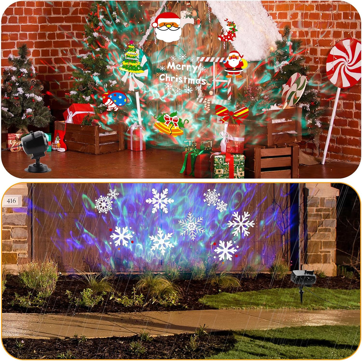 Halloween Christmas Outdoor Projector Lights with 14 HD Replaceable Slides with Remote Control Waterproof Outdoor Indoor Xmas Theme Party Yard Garden Decoration