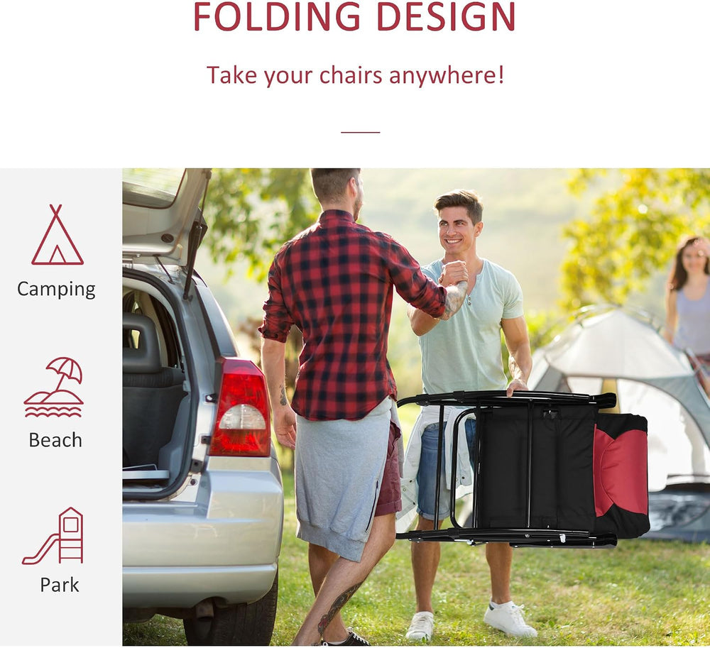 Outsunny Set of 4 Oversized Folding Rocking Camping Chair, Red