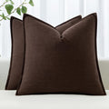 MIULEE Decorative Linen Euro Sham Pillow Covers 26x26 Dark Brown