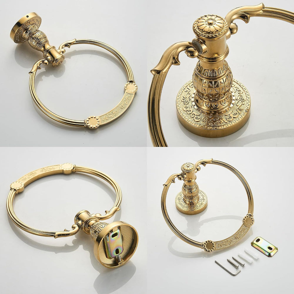 Vintage Style GoldTowel Ring Retro Towel Holder Wall Mounted Bathroom Hardware
