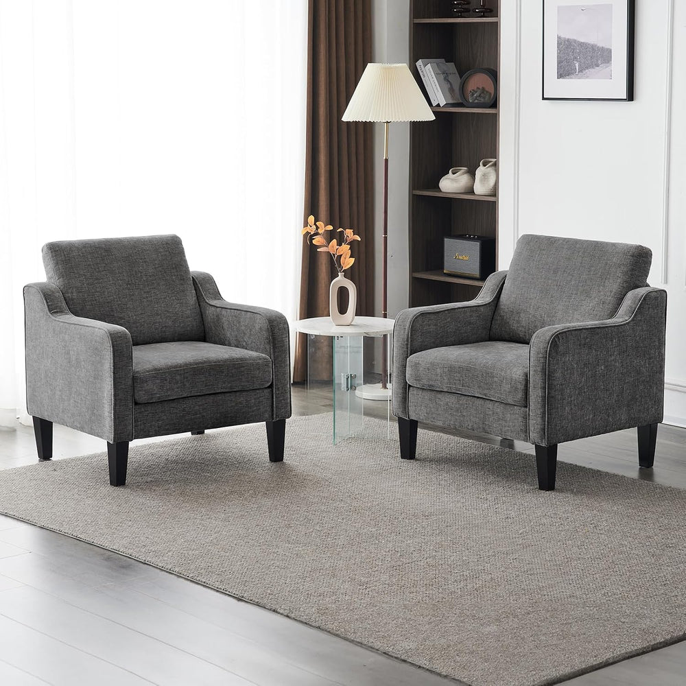 VINGLI Accent Chairs Set of 2, Chenille Upholstered Armchair Living Room