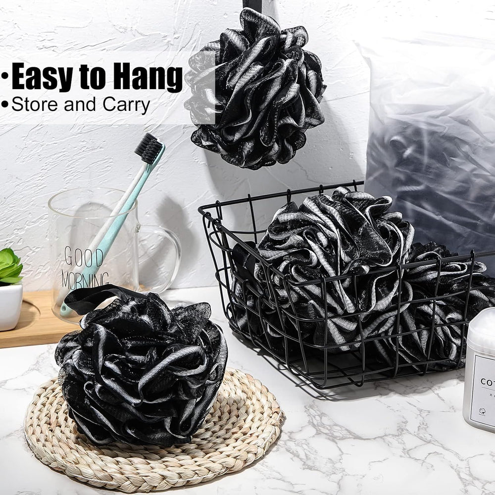 Shellwei 32 Pcs Loofahs Bulk 60g Mesh Bath Sponge Scrubber, Black White