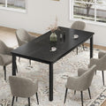 71 inch Long Rectangle Dining Table, MDF Top + Iron Legs with Rounded Corners, Modern Industrial Style Kitchen Table for 6-8 Persons, Black