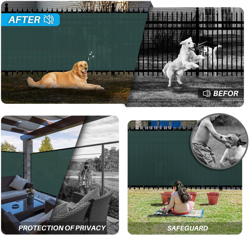 Patio 6 x 20 Fence Privacy Screen Green Commercial Grade Mesh Shade Fabric wi...