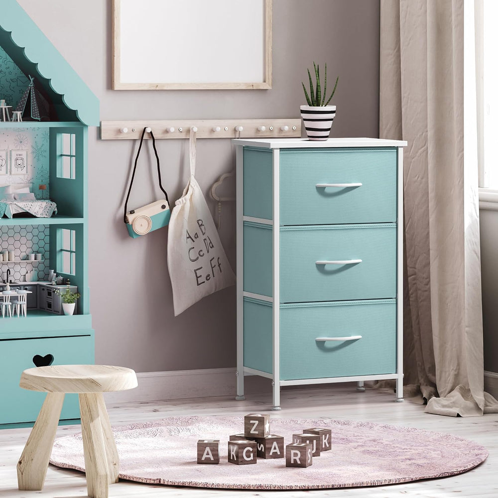 Sorbus Nightstand with 3 Drawers for Bedroom (Aqua)