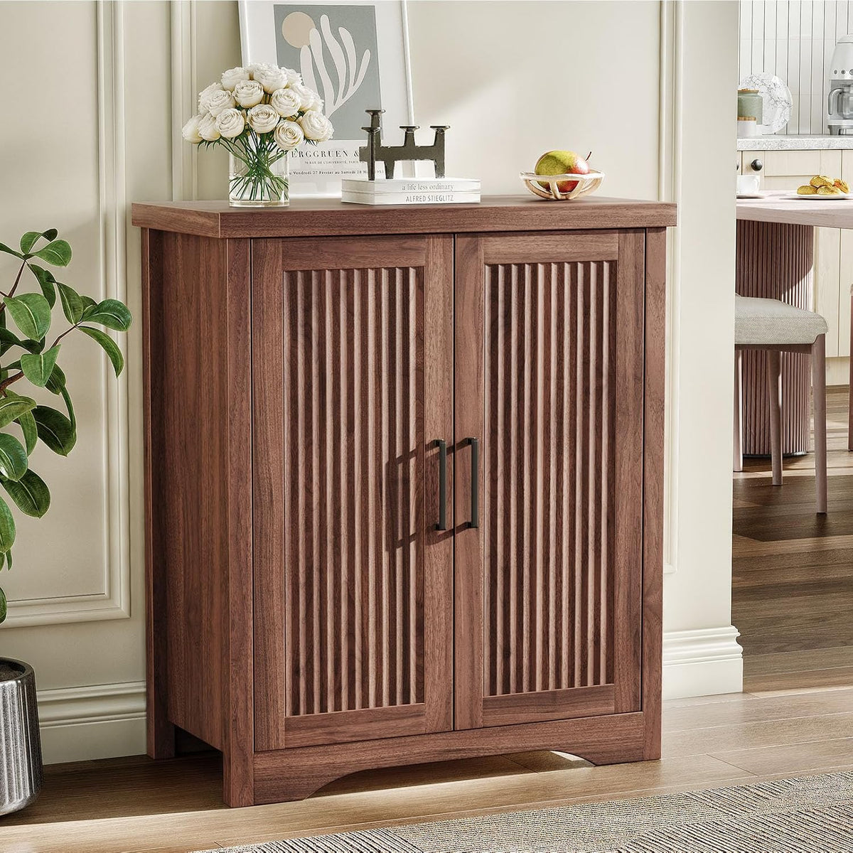 Memobarco 29" Fluted Sideboard Buffet Cabinet with Storage,Walnut