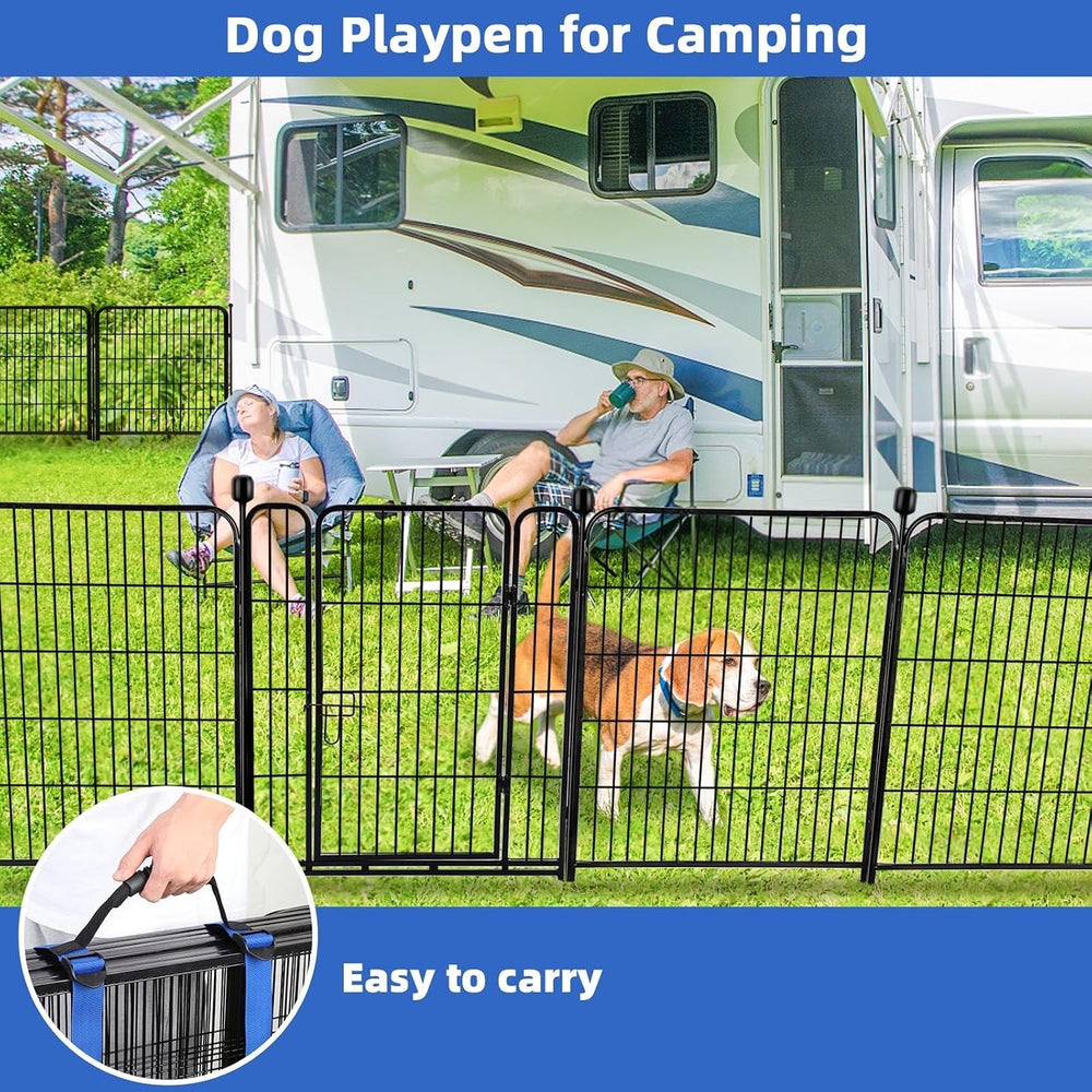 ADAVIN Tall Garden Fence with Gate, 48in Dog Fence Outdoor, 12 Panels | 26.6F...