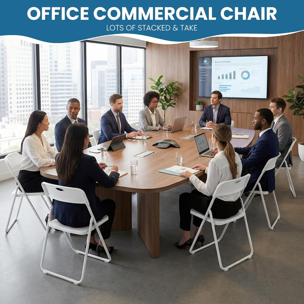 White Plastic Folding Chairs 10 Pack with Steel Frame for Outside