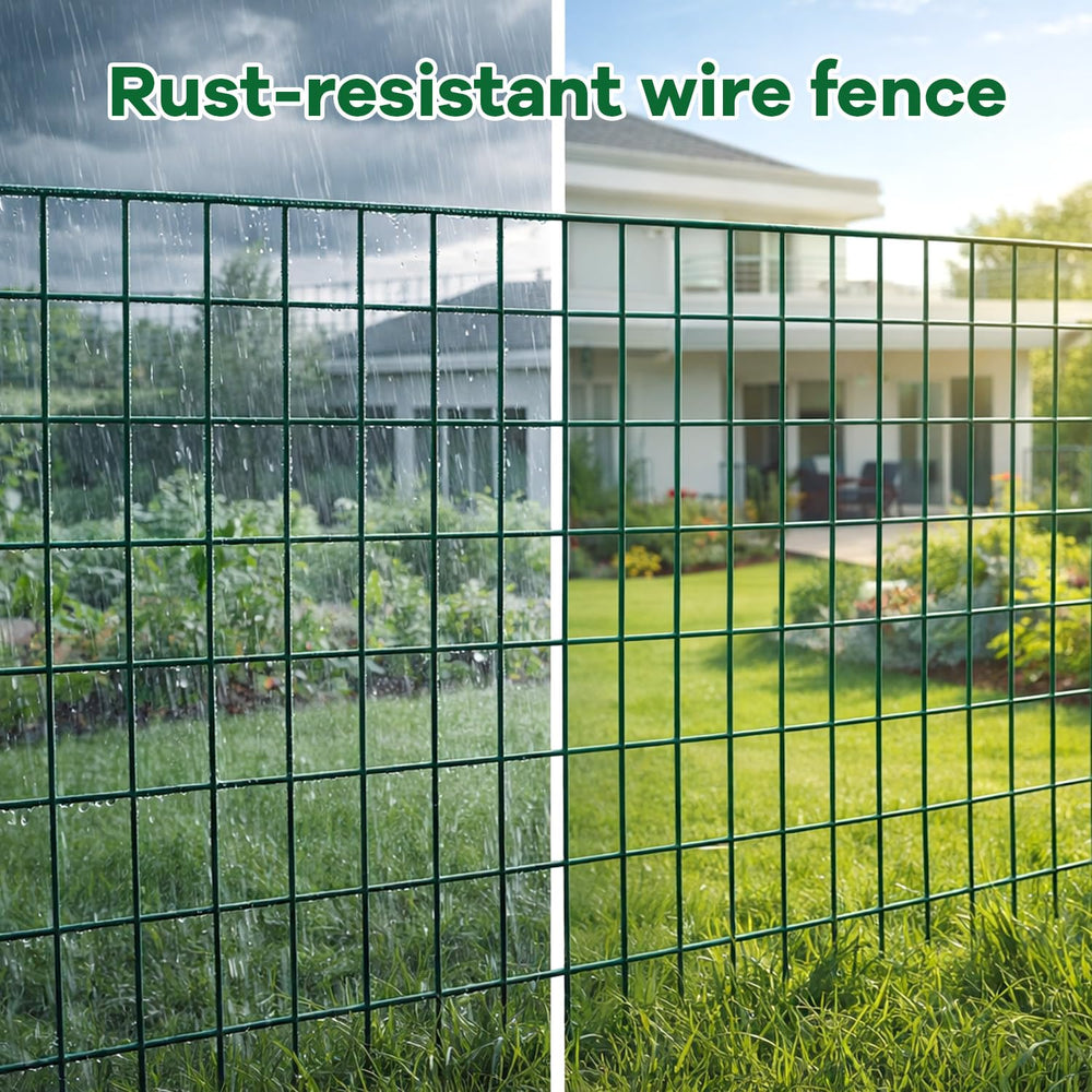 Wire Fence Green PVC Coated Welded Wire Fencing, Garden Fence Roll Vinyl Coat...