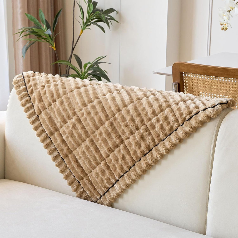 vctops Set of 2 Faux Fur Couch Arm Cover Back Covers, Non-Slip Chair Arm Cove...
