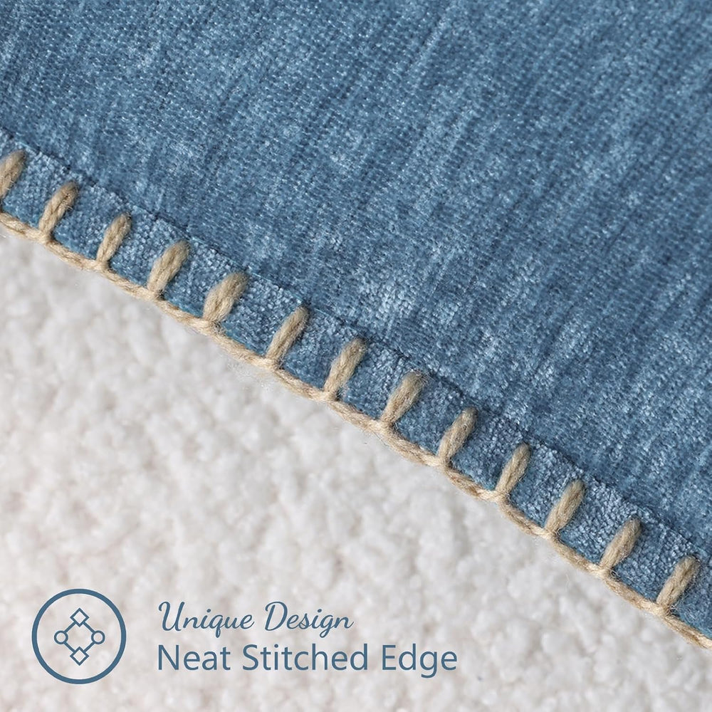 Pallene Chenille Soft Blue Grey Throw Pillow Cover 24x24 Set of 2