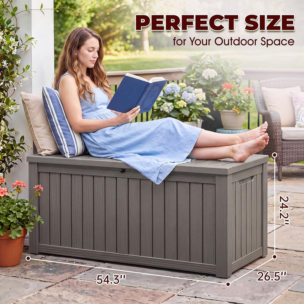 KAMABOKO Outdoor Storage Box, 150 Gallon Deck Box Outdoor Waterproof