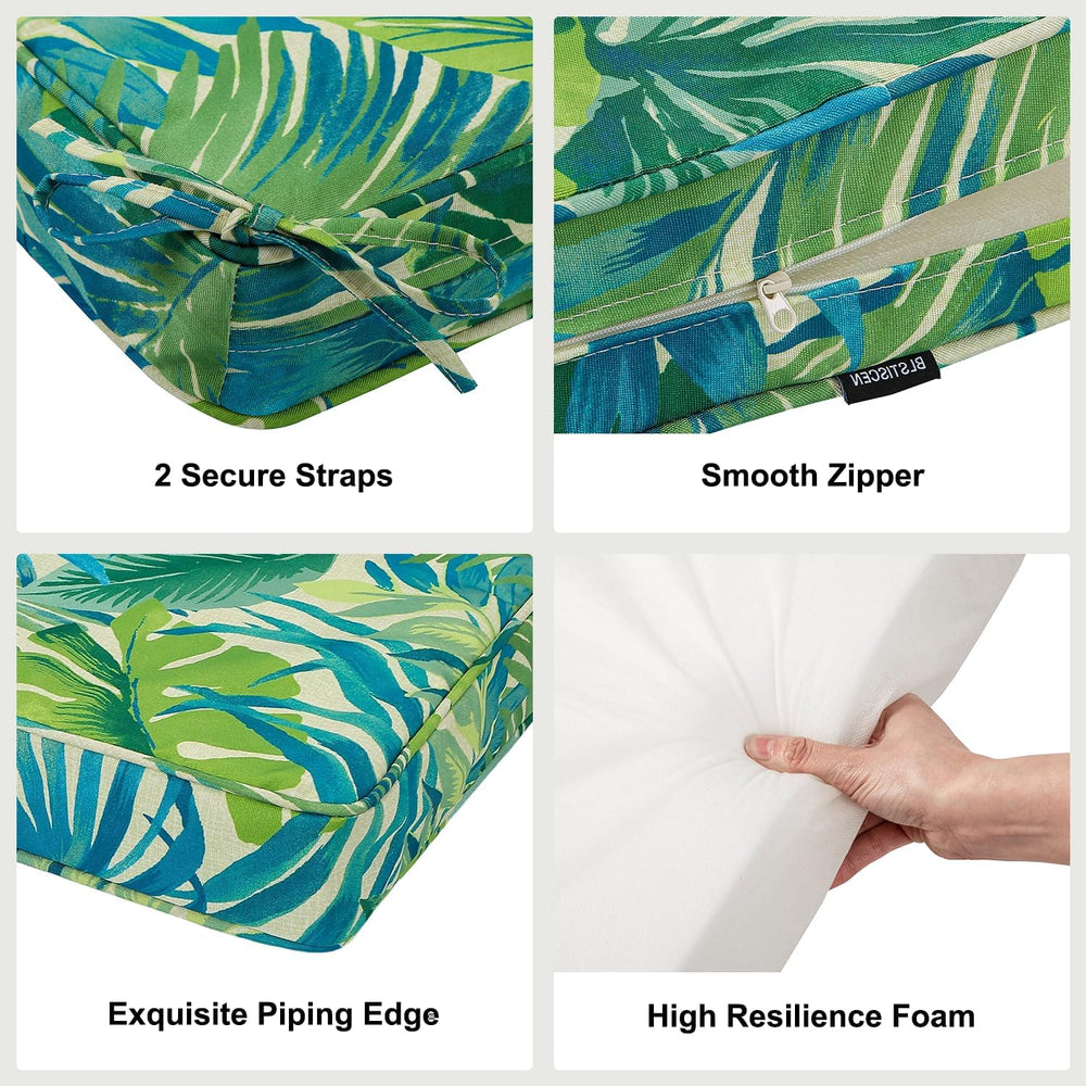 19x19x3 Inch Outdoor Square Corner Chair Cushions with Ties Set of 2, Water &...