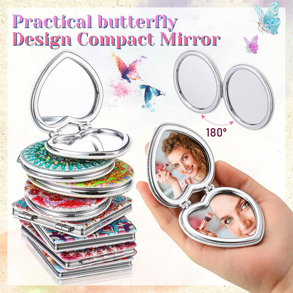 Weysat 10 Pcs Diamond Paint Art Compact Mirror DIY, Mandala