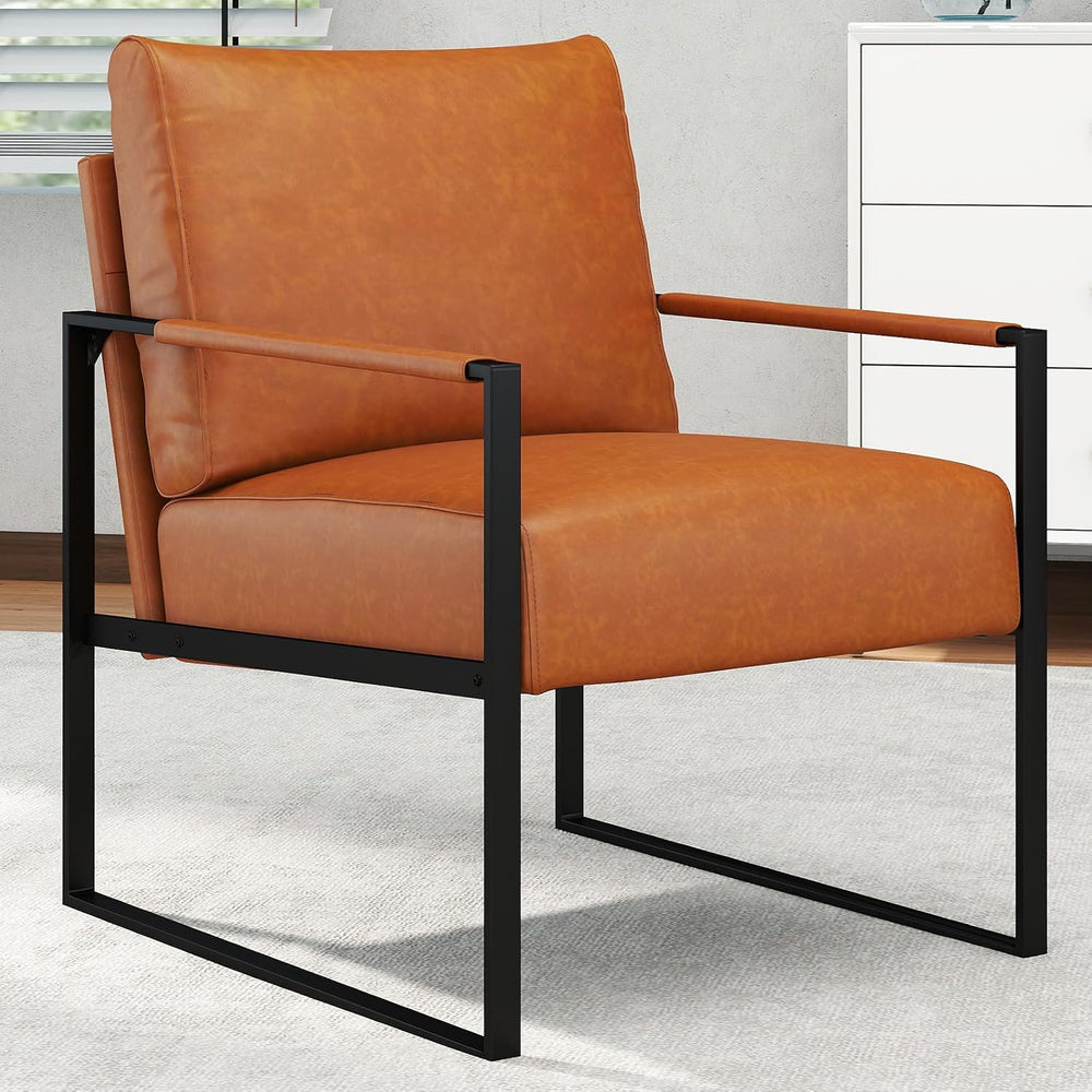 CANMOV Mid Century Modern Accent Chair, PU Leather Armchair with Metal Frame,...