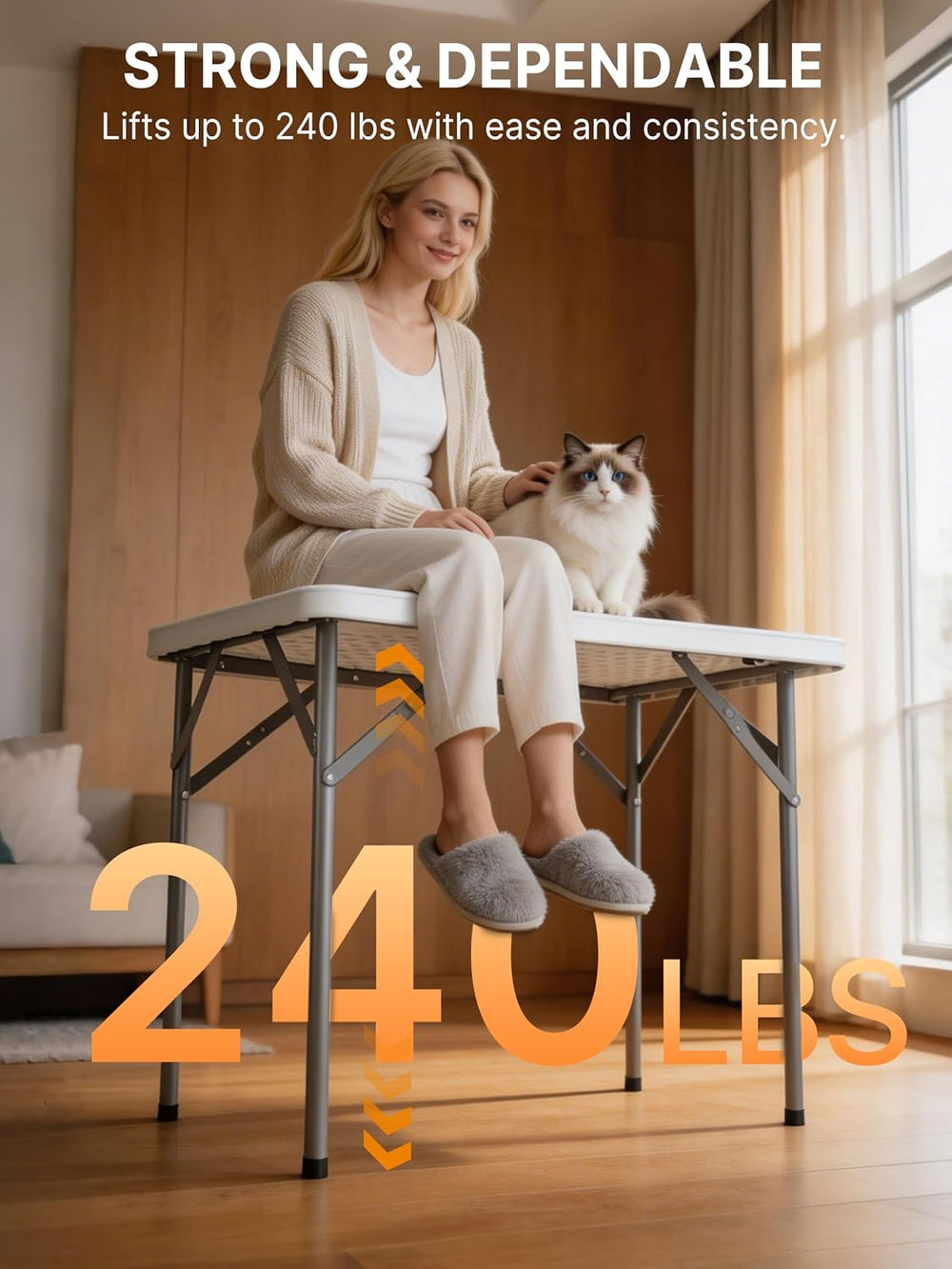 2.7FT Folding Table, 32 Inch Small Portable for Camping & RV