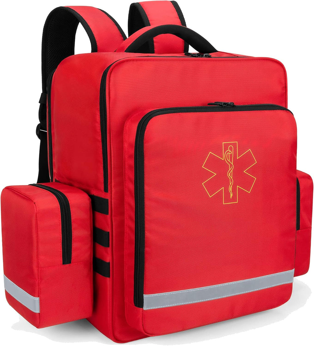 Trunab Emergency Medical Backpack Empty, EMT Camping Molle Bag, Red