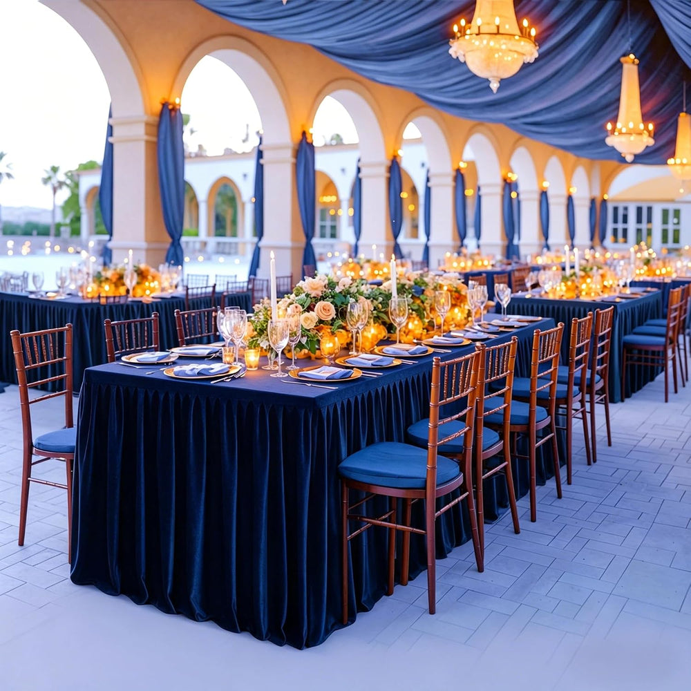 Wish Care 6 Pack Navy Blue Rectangle Table Clothes for 6 Foot Tables, Polyest...