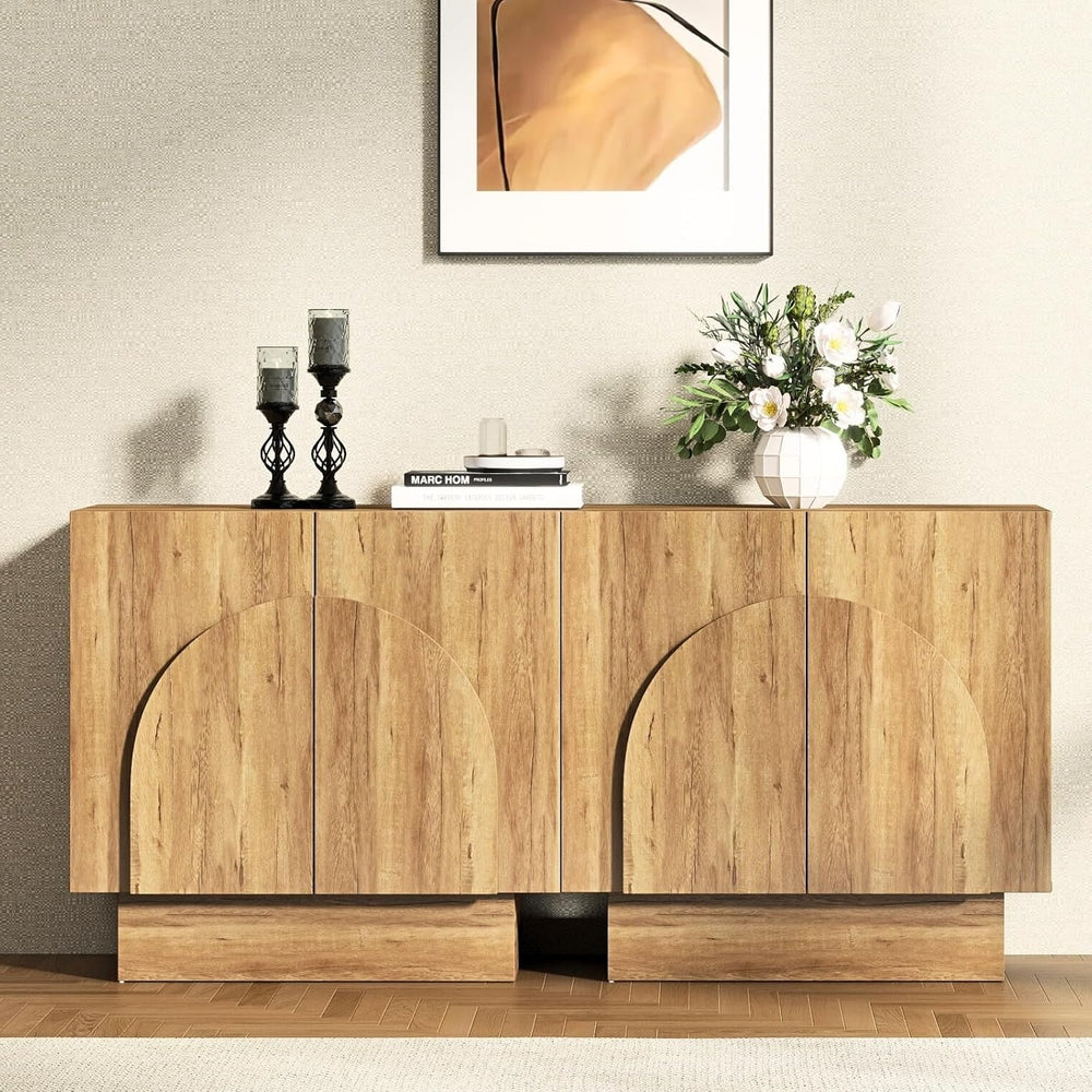 HEAH-YO Natural Sideboard Buffet Cabinet with Storage, Entryway Accent Cabine...