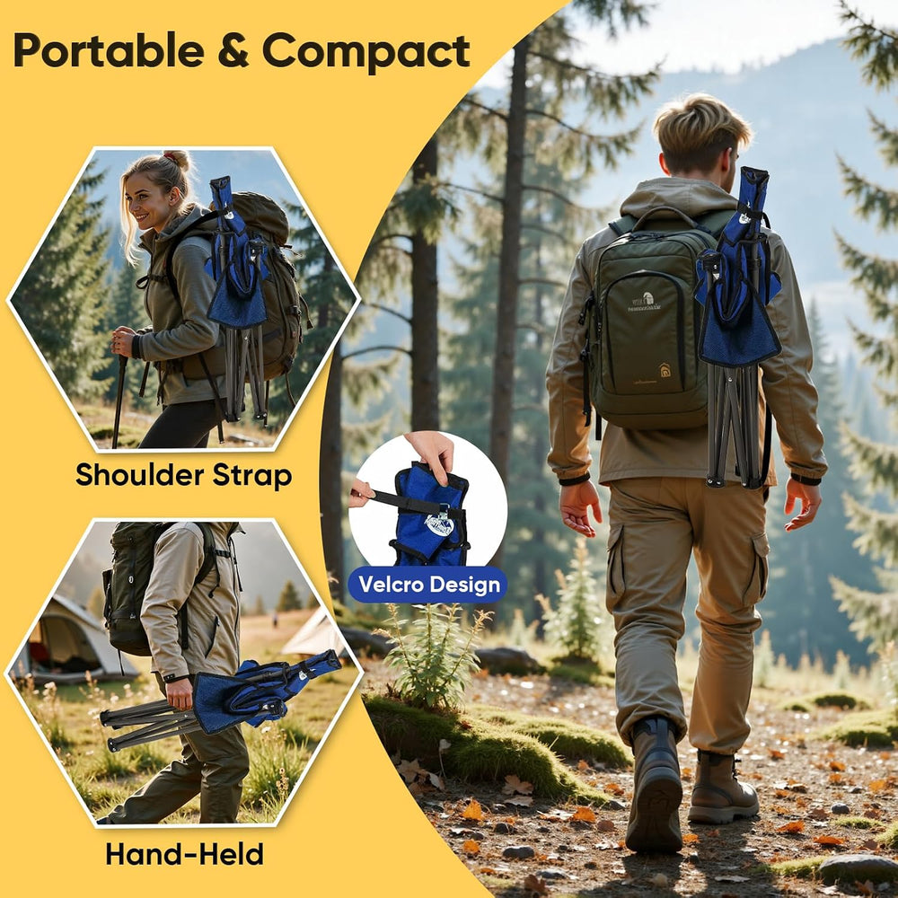 Northroad 2 Pack Tripod Camping Chairs, Portable 3 Legged Folding Tripod Stoo...