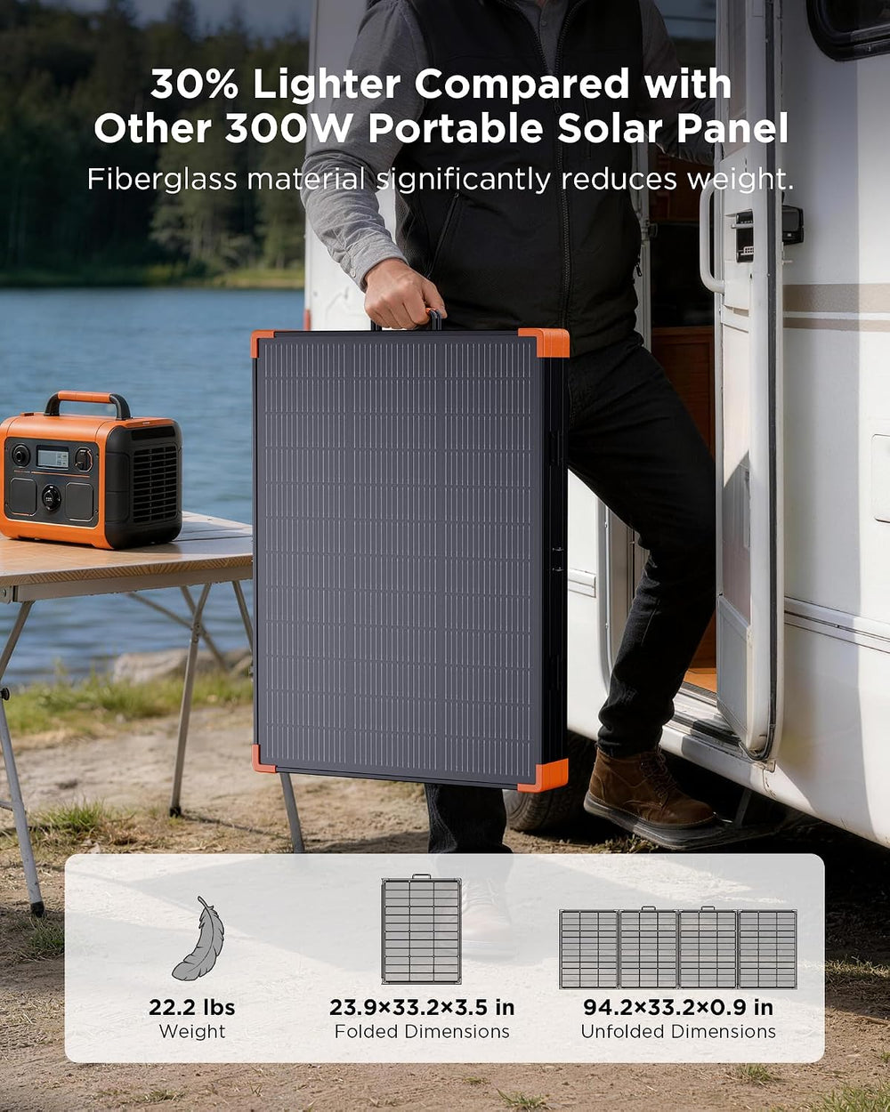 ZOUPW 350W Portable Solar Panel N-Type 16BB for Power Station