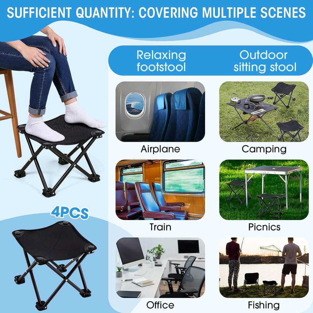 Ripeng 4 Pcs Portable Airplane Travel Foot Rest, Folding Camping Stool, Under...