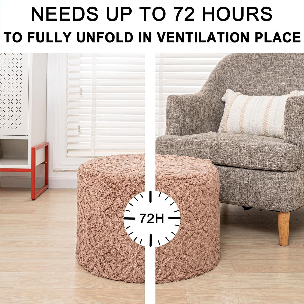 Plush Multi-Functional Ottoman Pouf Foot Rest, Coffee | Ergonomic Foot Rest, Space-Saving Design, Perfect Under Desks, Couches & Sofas