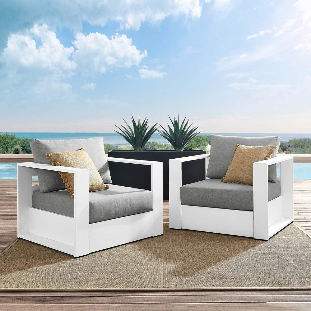 Modway Tahoe Aluminum 2-Piece Patio Set in White Gray
